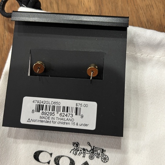 NWT Coach Pink and Gold Crystal Stud Earrings - Picture 2 of 3